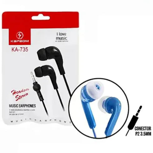 Fone de Ouvido com Microfone Colorido P2 3.5mm - KA-733